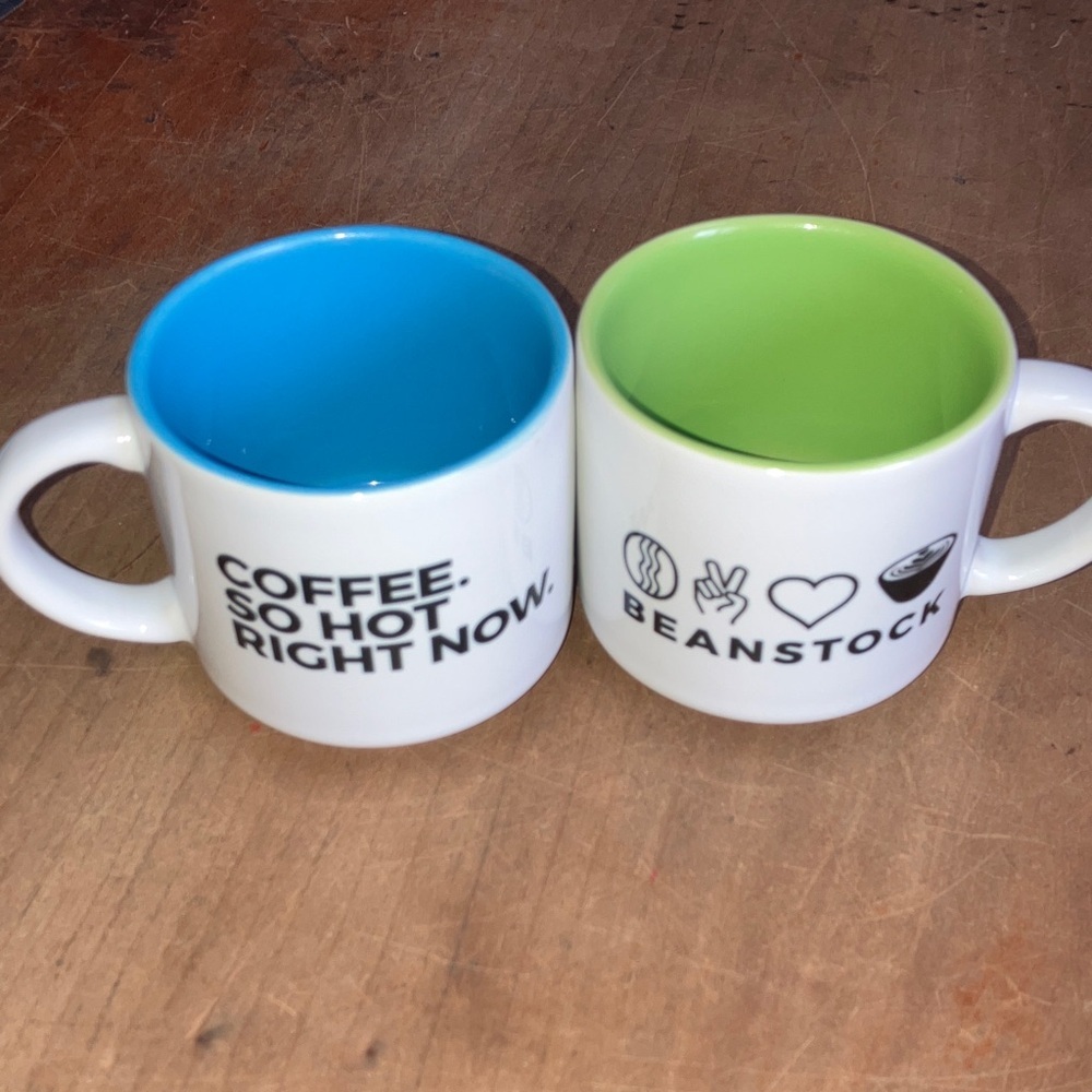Espresso ceramic Mug set with Green and Blue Interior